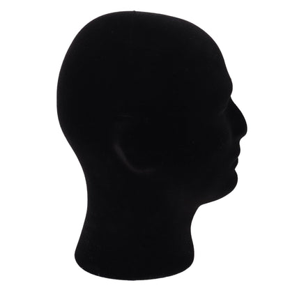 MapofBeauty Black Velvet Foam Mannequin Head Male Display Stand - Styrofoam Wig Head for Styling and Display Avelisse
