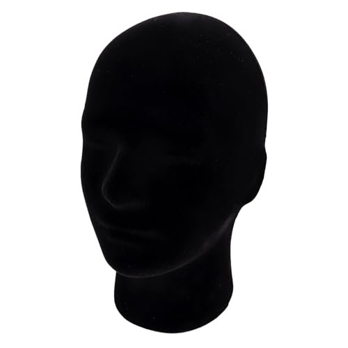 MapofBeauty Black Velvet Foam Mannequin Head Male Display Stand - Styrofoam Wig Head for Styling and Display Avelisse