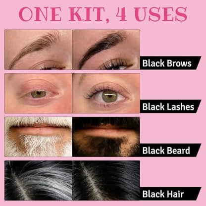Lomansa 10ml Lash Color Kit - Black Voluminous Eyelash Dye, Easy-to-Use, Lasts 4 Weeks Avelisse