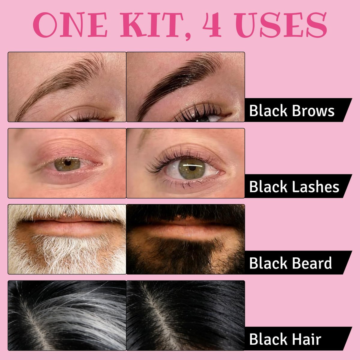 Lomansa 10ml Lash Color Kit - Black Voluminous Eyelash Dye, Easy-to-Use, Lasts 4 Weeks Avelisse