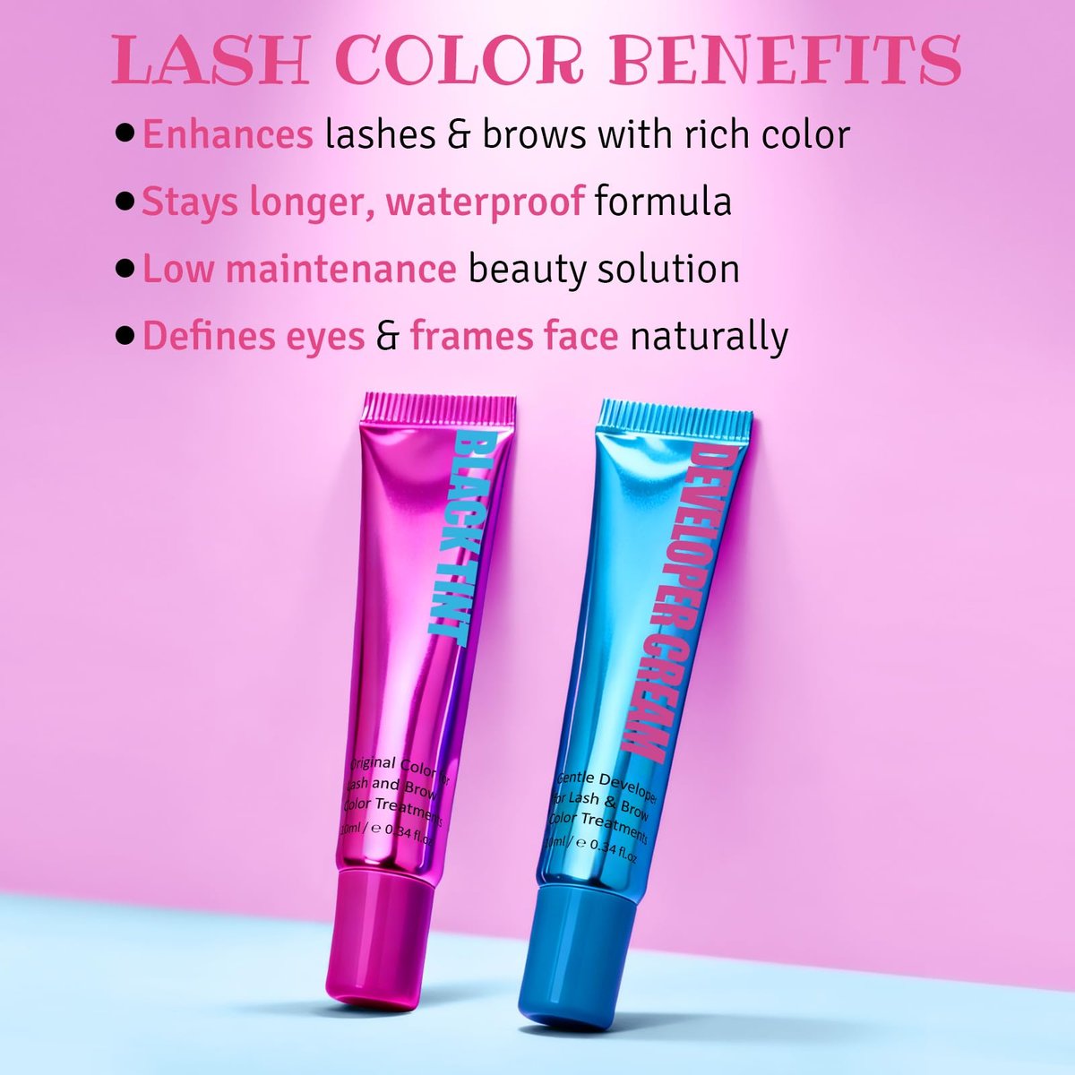 Lomansa 10ml Lash Color Kit - Black Voluminous Eyelash Dye, Easy-to-Use, Lasts 4 Weeks Avelisse