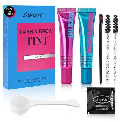 Lomansa 10ml Lash Color Kit - Black Voluminous Eyelash Dye, Easy-to-Use, Lasts 4 Weeks Avelisse