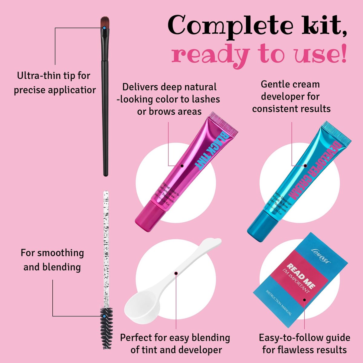 Lomansa 10ml Lash Color Kit - Black Voluminous Eyelash Dye, Easy-to-Use, Lasts 4 Weeks Avelisse