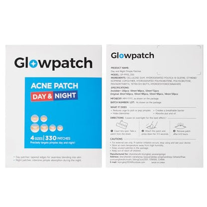 Glowpatch Pimple Patches for Face - 330 Invisible Acne Patches, Daytime Ultra Thin Spot Stickers & Original Hydrocolloid Zit Patch 4 Sizes for Overnight Care