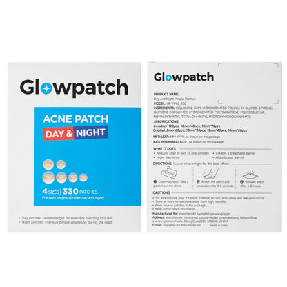 Glowpatch Pimple Patches for Face - 330 Invisible Acne Patches, Daytime Ultra Thin Spot Stickers & Original Hydrocolloid Zit Patch 4 Sizes for Overnight Care