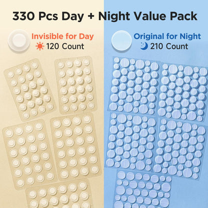 Glowpatch Pimple Patches for Face - 330 Invisible Acne Patches, Daytime Ultra Thin Spot Stickers & Original Hydrocolloid Zit Patch 4 Sizes for Overnight Care