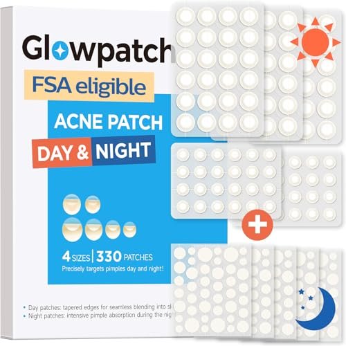 Glowpatch Pimple Patches for Face - 330 Invisible Acne Patches, Daytime Ultra Thin Spot Stickers & Original Hydrocolloid Zit Patch 4 Sizes for Overnight Care - görsel 1