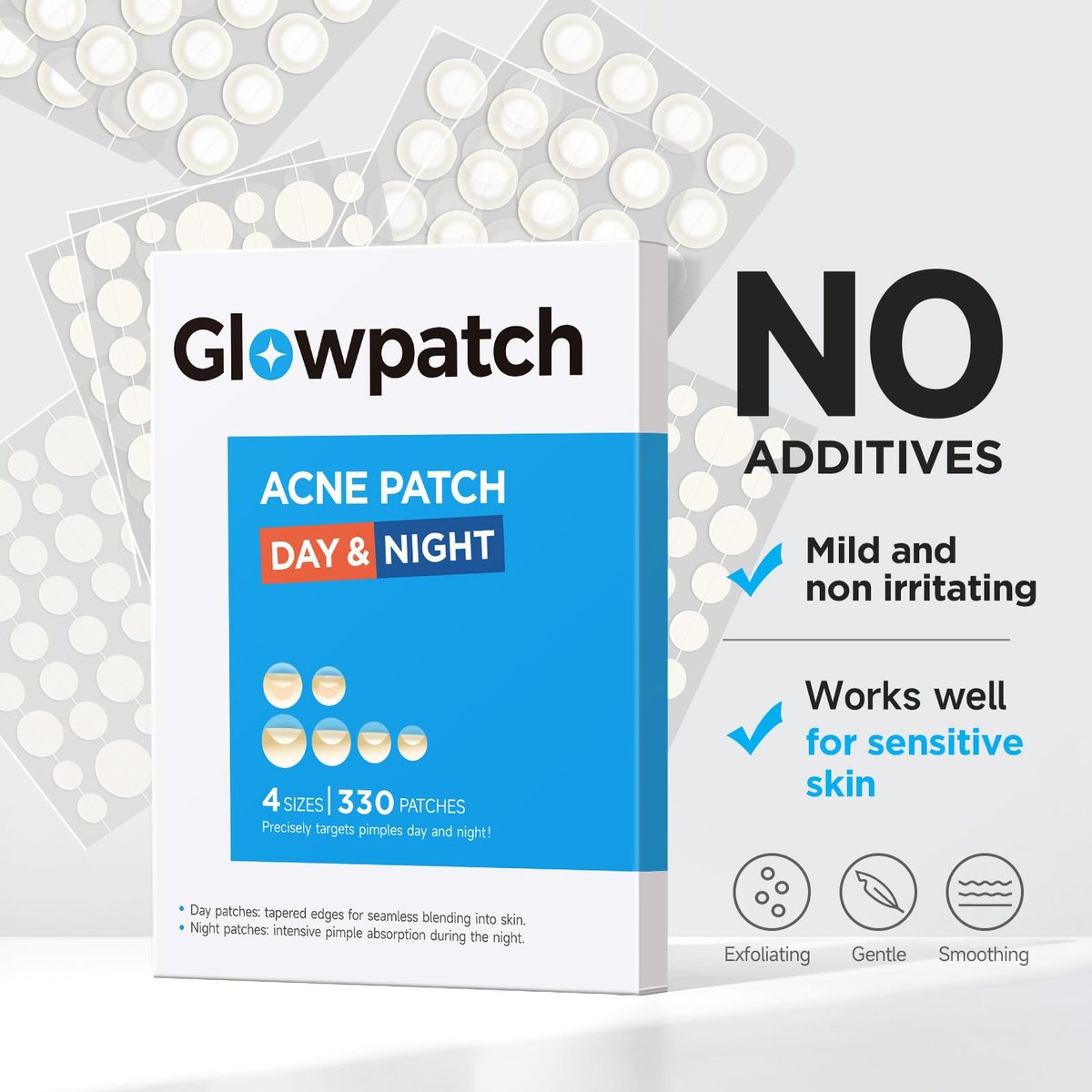 Glowpatch Pimple Patches for Face - 330 Invisible Acne Patches, Daytime Ultra Thin Spot Stickers & Original Hydrocolloid Zit Patch 4 Sizes for Overnight Care - görsel 16
