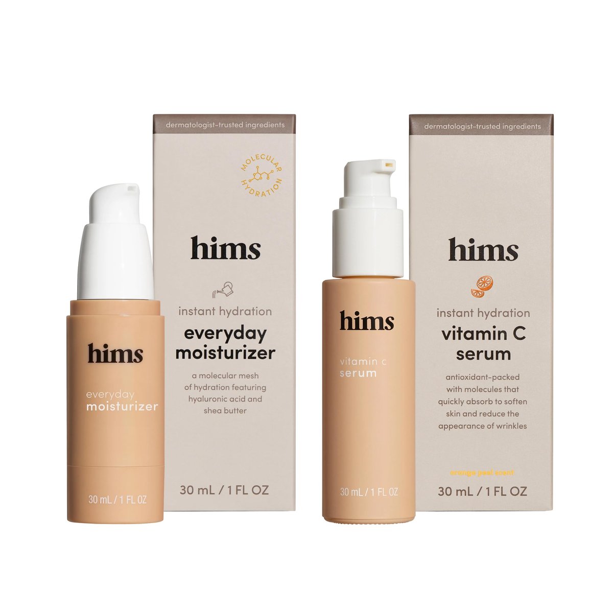 Hims Everyday Moisturizer for Men & Vitamin C Serum Duo - Lightweight Hydrating Face Moisturizer with Hyaluronic Acid and Shea Butter, Anti-Wrinkle Serum - 2 Fl Oz Total Avelisse