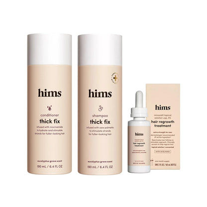 Hims Thick Fix Shampoo & Conditioner Set with Minoxidil 5% Topical Solution for Men - Hair Growth & Thickening Duo, Eucalyptus Scent Avelisse
