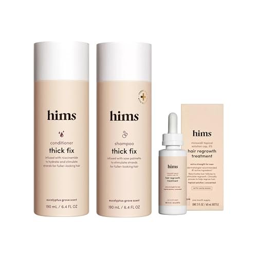 Hims Thick Fix Shampoo & Conditioner Set with Minoxidil 5% Topical Solution for Men - Hair Growth & Thickening Duo, Eucalyptus Scent Avelisse