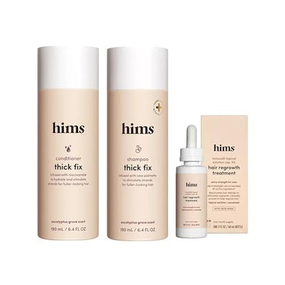 Hims Thick Fix Shampoo & Conditioner Set with Minoxidil 5% Topical Solution for Men - Hair Growth & Thickening Duo, Eucalyptus Scent Avelisse