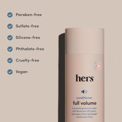 HERS Full Volume Shampoo & Conditioner Set for Women with Minoxidil 5% Topical Foam - Volumizing Hair Care & Regrowth Treatment, Coastal Cedar Citron, 2 x 6.4 oz + 2 oz