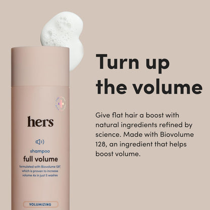 HERS Full Volume Shampoo & Conditioner Set for Women with Minoxidil 5% Topical Foam - Volumizing Hair Care & Regrowth Treatment, Coastal Cedar Citron, 2 x 6.4 oz + 2 oz