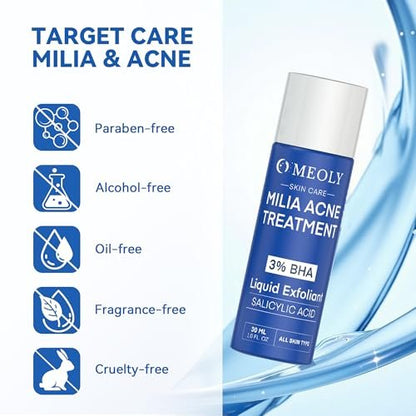 MEOLY Milia Remover Treatment Serum – BHA with Niacinamide for Milia & Acne, Advanced Exfoliant for Men and Women, 30 ML Avelisse