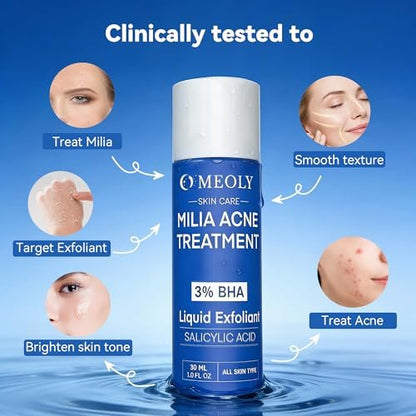 MEOLY Milia Remover Treatment Serum – BHA with Niacinamide for Milia & Acne, Advanced Exfoliant for Men and Women, 30 ML Avelisse