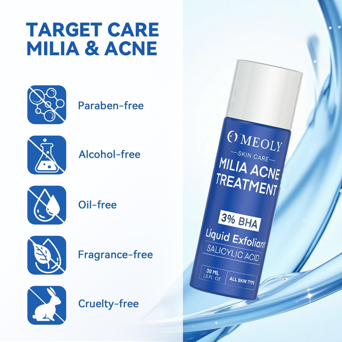 MEOLY Milia Remover Treatment Serum – BHA with Niacinamide for Milia & Acne, Advanced Exfoliant for Men and Women, 30 ML Avelisse