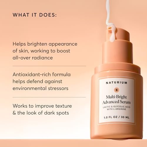 Naturium Multi-Bright Advanced Serum – Exfoliating Brightening Serum with L-Arginine, Lactic & Glycolic Acid for Radiant Glow, 1 fl oz Avelisse