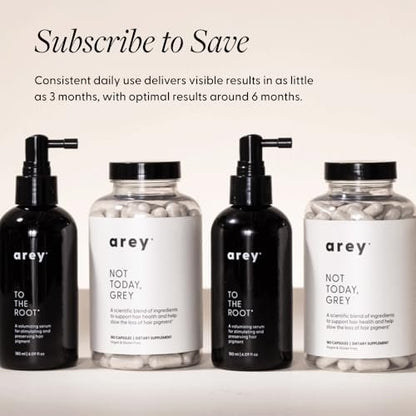 Arey To The Root Hair Serum – Anti-Grey Scalp Serum for Women & Men, Slows Grey Hair Growth & Preserves Pigment, Vegan & Oil-Free (3-Month Supply) Avelisse