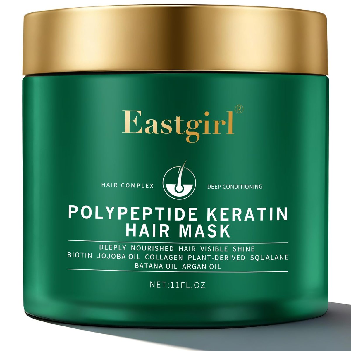 Eastgirl Collagen Hair Mask - Deep Conditioning 4-Protein Repair with Moroccan & Jojoba Oils, Panax Ginseng for Dry Damaged Frizzy Hair, Nourish & Strengthen, 11 fl oz Avelisse