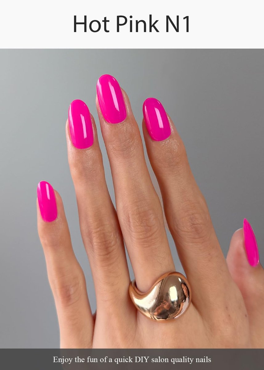 AutyaMee Semi Cured Gel Nail Strips - Hot Pink N1, 20 Pcs Solid Color Gel Nail Wraps for Summer, Salon Quality, Works with Any UV Lamp - görsel 9