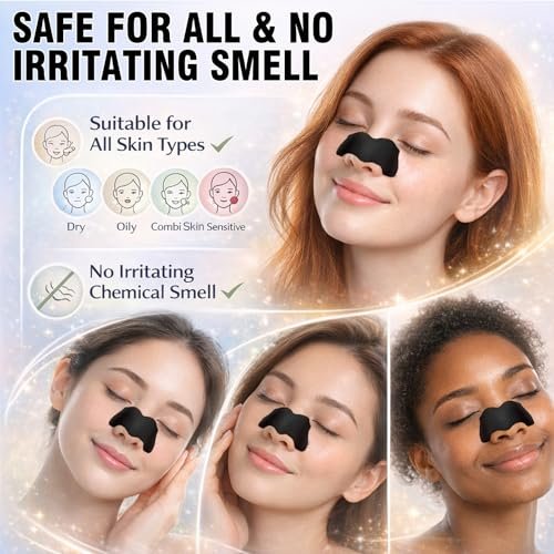 Shaeva Natural Charcoal Pore Strips - Blackhead Remover for Oily Skin, Deep Clean & Shrink Pores, Strawberry Nose Treatment (10 Pcs) - görsel 12