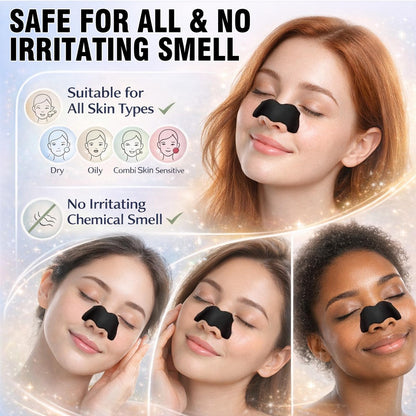 Shaeva Natural Charcoal Pore Strips - Blackhead Remover for Oily Skin, Deep Clean & Shrink Pores, Strawberry Nose Treatment (10 Pcs)