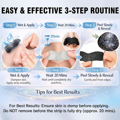 Shaeva Natural Charcoal Pore Strips - Blackhead Remover for Oily Skin, Deep Clean & Shrink Pores, Strawberry Nose Treatment (10 Pcs)