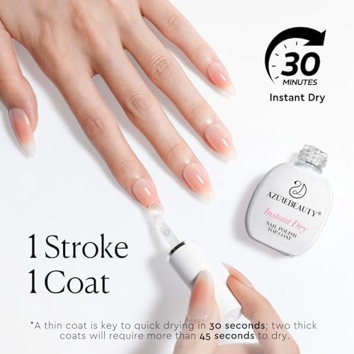 AZUREBEAUTY Instant Dry Top Coat – Quick Dry Clear Nail Polish Top Coat, High Gloss Shine, Chip Resistant, Smooth Finish - görsel 7