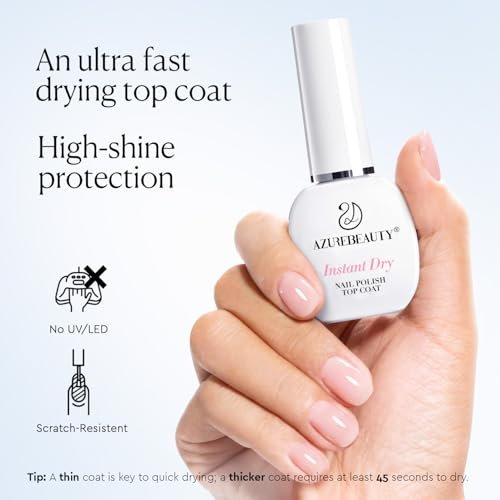 AZUREBEAUTY Instant Dry Top Coat – Quick Dry Clear Nail Polish Top Coat, High Gloss Shine, Chip Resistant, Smooth Finish - görsel 3