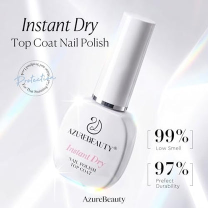AZUREBEAUTY Instant Dry Top Coat – Quick Dry Clear Nail Polish Top Coat, High Gloss Shine, Chip Resistant, Smooth Finish