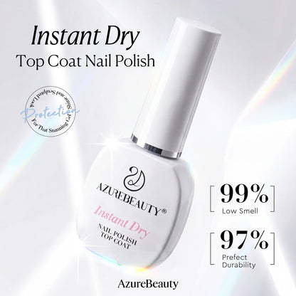 AZUREBEAUTY Instant Dry Top Coat – Quick Dry Clear Nail Polish Top Coat, High Gloss Shine, Chip Resistant, Smooth Finish