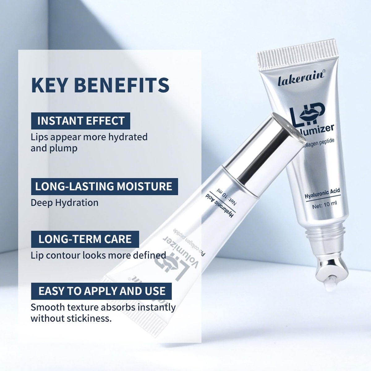 Lip Volumizer Plumper Serum with Hyaluronic Acid – Deep Hydration for Fuller Lips, Day & Night Moisture Lip Treatment, Smooth Non-Sticky Lip Balm, 0.34 fl.oz Avelisse