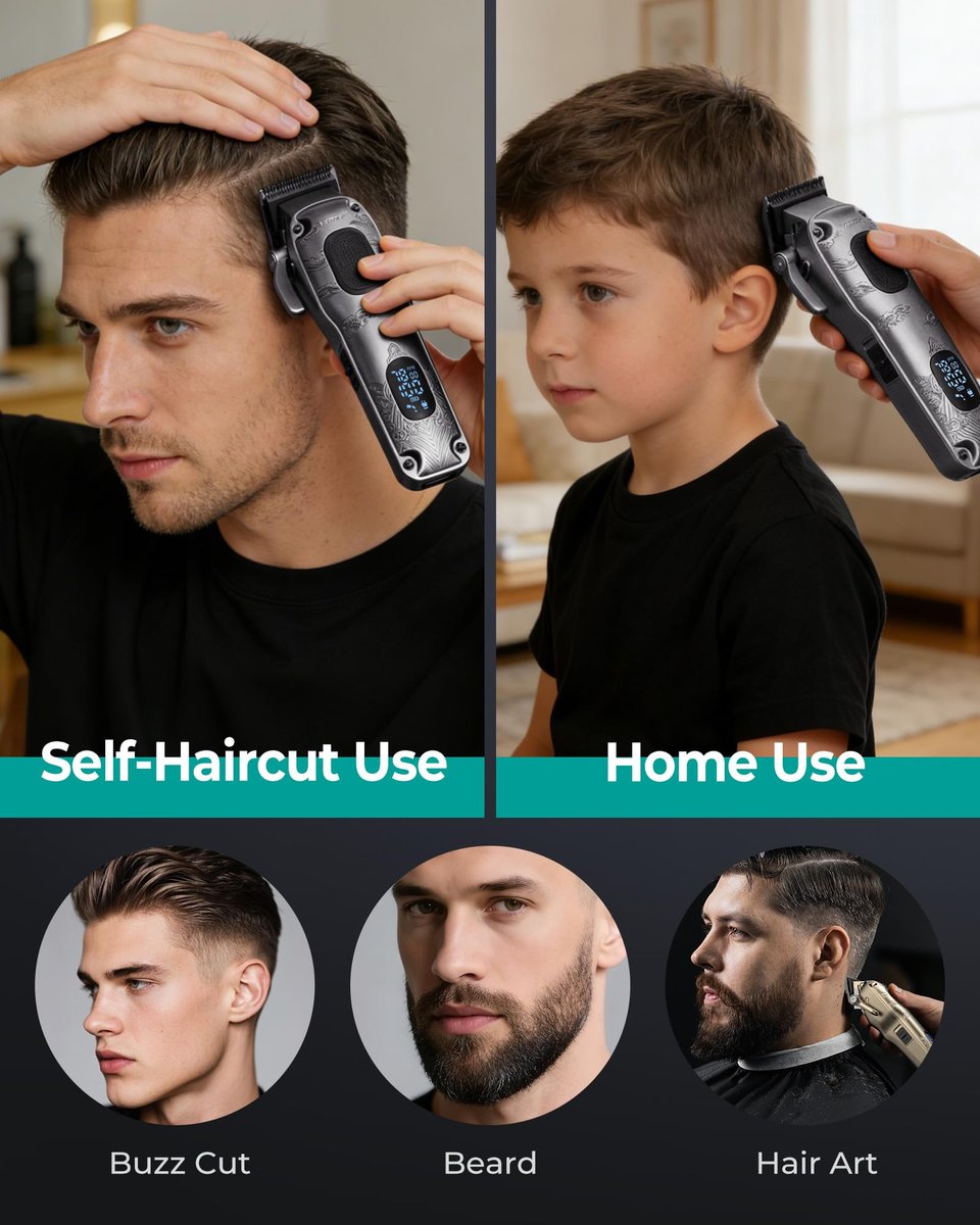 VGRPRO Professional Hair Clippers for Men - Cordless & Corded Barber Clippers with LED Display, Metal Body, Travel Case - Electric Grooming Kit for Home & Salon Use Avelisse