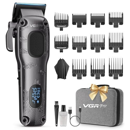 VGRPRO Professional Hair Clippers for Men - Cordless & Corded Barber Clippers with LED Display, Metal Body, Travel Case - Electric Grooming Kit for Home & Salon Use Avelisse
