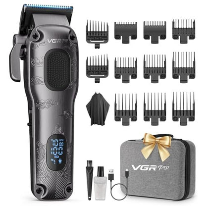 VGRPRO Professional Hair Clippers for Men - Cordless & Corded Barber Clippers with LED Display, Metal Body, Travel Case - Electric Grooming Kit for Home & Salon Use Avelisse