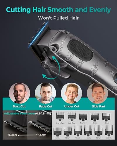 VGRPRO Professional Hair Clippers for Men - Cordless & Corded Barber Clippers with LED Display, Metal Body, Travel Case - Electric Grooming Kit for Home & Salon Use Avelisse
