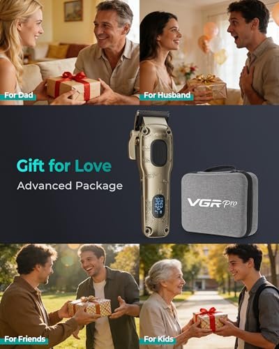 VGRPRO Professional Hair Clippers for Men - Cordless & Corded Barber Clippers with LED Display, Golden Metal Grooming Kit for Home & Salon Use Avelisse