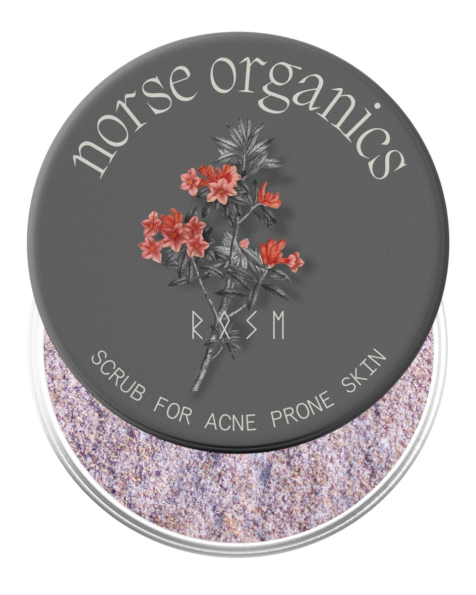Norse Organics Natural Exfoliating Scrub for Acne Prone Skin - Rose Petals, Apricot Kernel & Rice Flour - Gentle Deep Cleanse for All Skin Types - Men & Women - 3x Weekly Use - 1 oz Avelisse