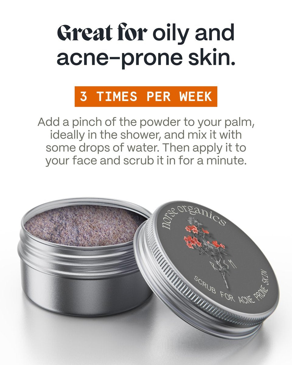 Norse Organics Natural Exfoliating Scrub for Acne Prone Skin - Rose Petals, Apricot Kernel & Rice Flour - Gentle Deep Cleanse for All Skin Types - Men & Women - 3x Weekly Use - 1 oz Avelisse