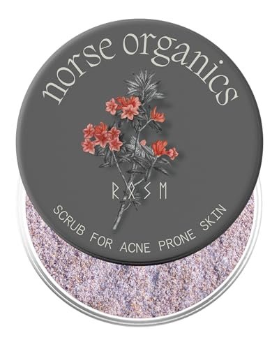 Norse Organics Natural Exfoliating Scrub for Acne Prone Skin - Rose Petals, Apricot Kernel & Rice Flour - Gentle Deep Cleanse for All Skin Types - Men & Women - 3x Weekly Use - 1 oz Avelisse