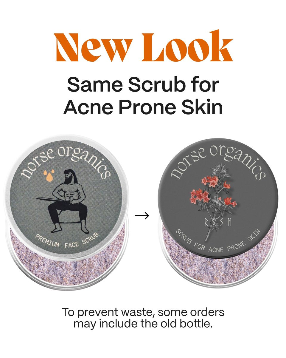 Norse Organics Natural Exfoliating Scrub for Acne Prone Skin - Rose Petals, Apricot Kernel & Rice Flour - Gentle Deep Cleanse for All Skin Types - Men & Women - 3x Weekly Use - 1 oz Avelisse