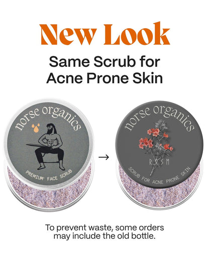 Norse Organics Natural Exfoliating Scrub for Acne Prone Skin - Rose Petals, Apricot Kernel & Rice Flour - Gentle Deep Cleanse for All Skin Types - Men & Women - 3x Weekly Use - 1 oz Avelisse