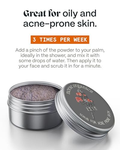 Norse Organics Natural Exfoliating Scrub for Acne Prone Skin - Rose Petals, Apricot Kernel & Rice Flour - Gentle Deep Cleanse for All Skin Types - Men & Women - 3x Weekly Use - 1 oz Avelisse
