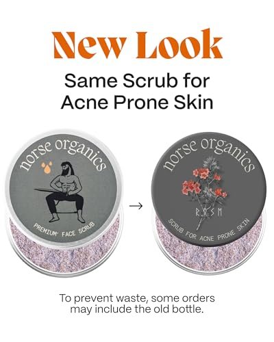 Norse Organics Natural Exfoliating Scrub for Acne Prone Skin - Rose Petals, Apricot Kernel & Rice Flour - Gentle Deep Cleanse for All Skin Types - Men & Women - 3x Weekly Use - 1 oz Avelisse