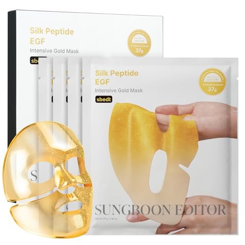 SUNGBOON EDITOR Silk Peptide EGF Intensive Gold Overnight Mask - 4 Count, Hydrating Mask for Glass Skin with 31 Multi Peptides + 24K Gold & Collagen, Korean Skincare Avelisse