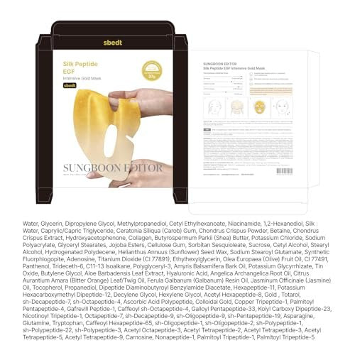SUNGBOON EDITOR Silk Peptide EGF Intensive Gold Overnight Mask - 4 Count, Hydrating Mask for Glass Skin with 31 Multi Peptides + 24K Gold & Collagen, Korean Skincare Avelisse