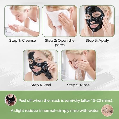 Shaeva Peel Off Face Mask - Blackhead Remover with Bamboo Charcoal, Deep Cleaning, Oil Reduction, Pore Minimizing, 120g (4.23oz) - görsel 8