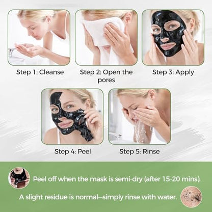 Shaeva Peel Off Face Mask - Blackhead Remover with Bamboo Charcoal, Deep Cleaning, Oil Reduction, Pore Minimizing, 120g (4.23oz)
