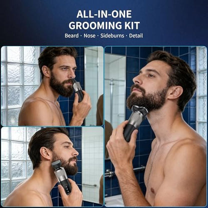 EvznFeo 8011 Series Electric Razor for Men - 4D Floating Rotary Head, IPX7 Waterproof, USB-C Fast Charge, 90-Minute Runtime, Hypoallergenic Blades - Portable Travel Grooming Kit Avelisse